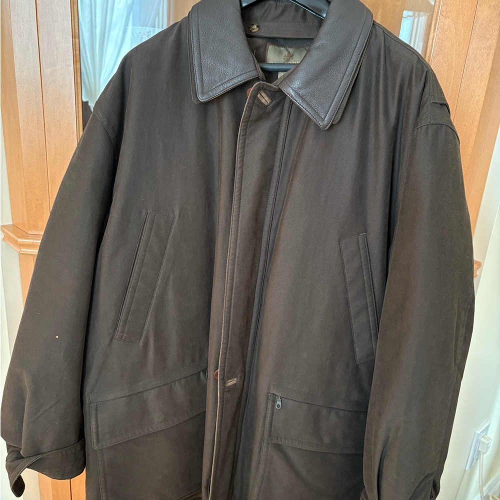 RAINFOREST Black Trench Coat with Leather Collar